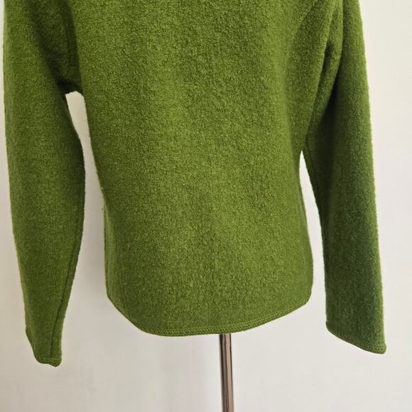 Vintage Boiled Wool Zip Up Jacket Green Holiday Lisa International Women Large - Picture 8 of 11